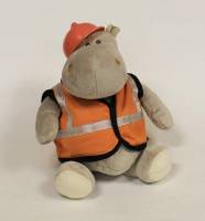 Мягкая игрушка "Бегемотик в костюме рабочего", Orange Toys, 24 см (состояние на фото)